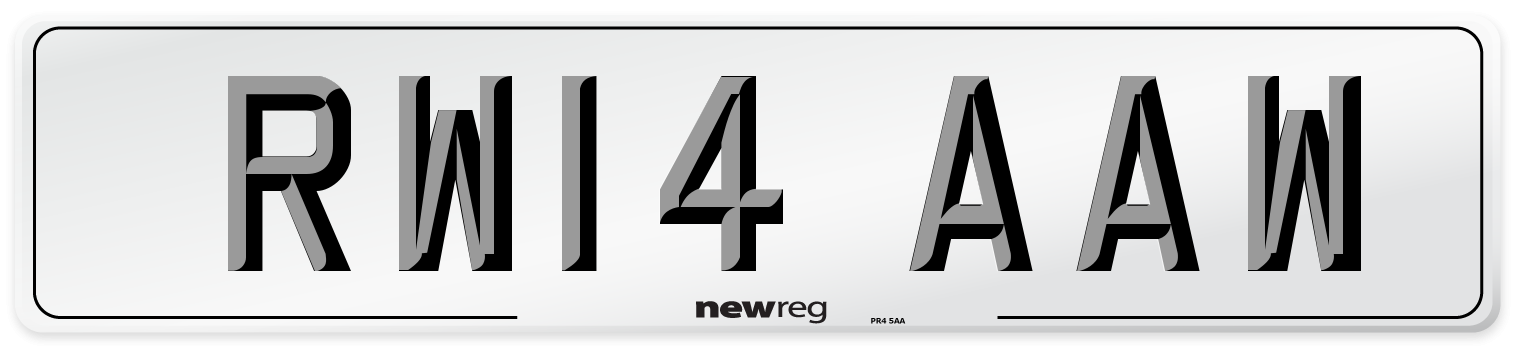 RW14 AAW Number Plate from New Reg